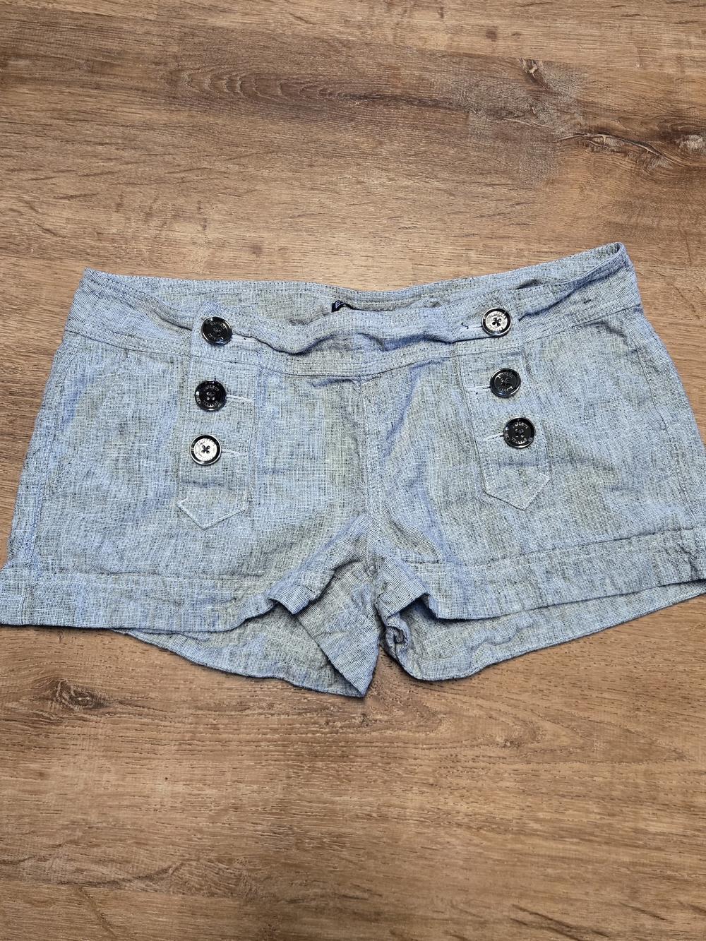 Express Light Gray Women's Button-Front Sailor Shorts Linen Blends Size 10
